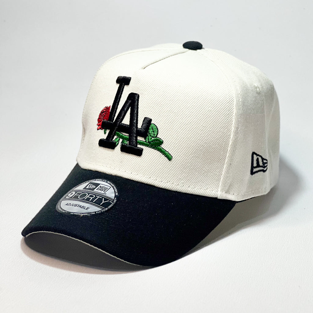 NEW ERA 9FORTY A-FRAME LA DODGERS ROSE CORSSED BEIGE/ BLACK