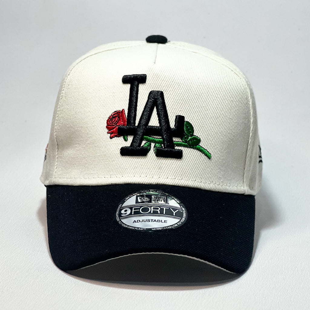 NEW ERA 9FORTY A-FRAME LA DODGERS ROSE CORSSED BEIGE/ BLACK