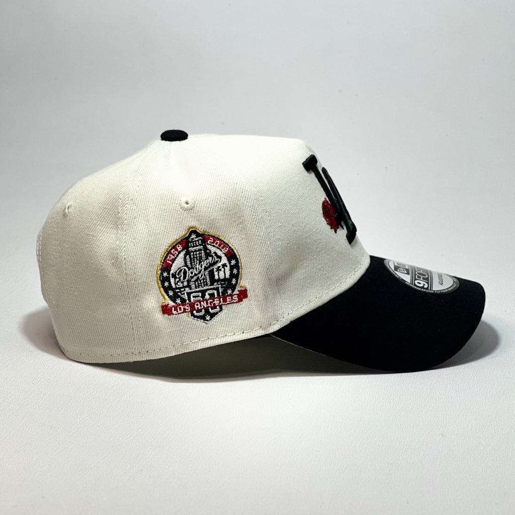 NEW ERA 9FORTY A-FRAME LA DODGERS ROSE CORSSED BEIGE/ BLACK