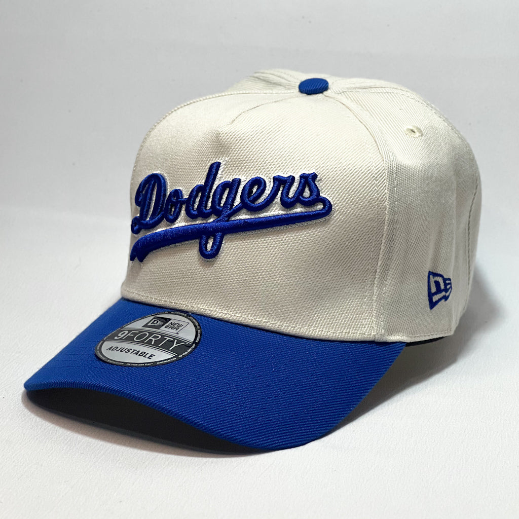 NEW ERA 9FORTY A-FRAME DODGERS TEXT BEIGE/ BLUE