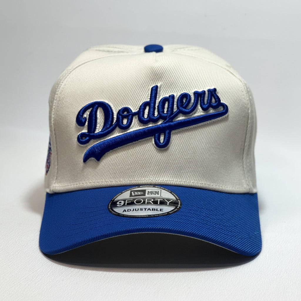 NEW ERA 9FORTY A-FRAME DODGERS TEXT BEIGE/ BLUE