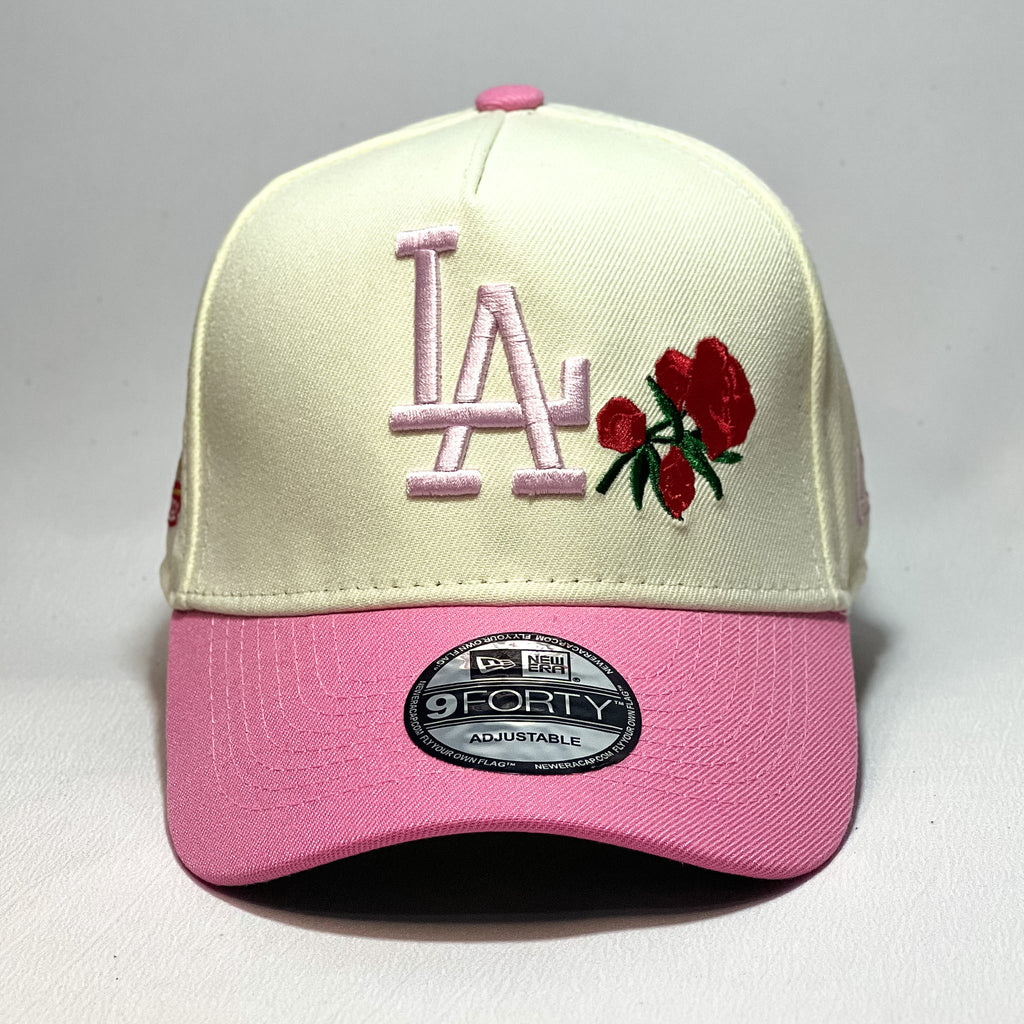 NEW ERA 9FORTY A-FRAME LA DODGERS ROSE CORSSED BEIGE/ ROSE