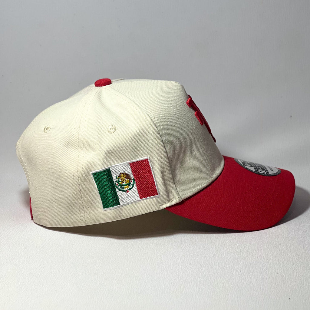NEW ERA 9FORTY A-FRAME LA DODGERS UPSIDE DOWN MEXICO PATCH BEIGE/ RED