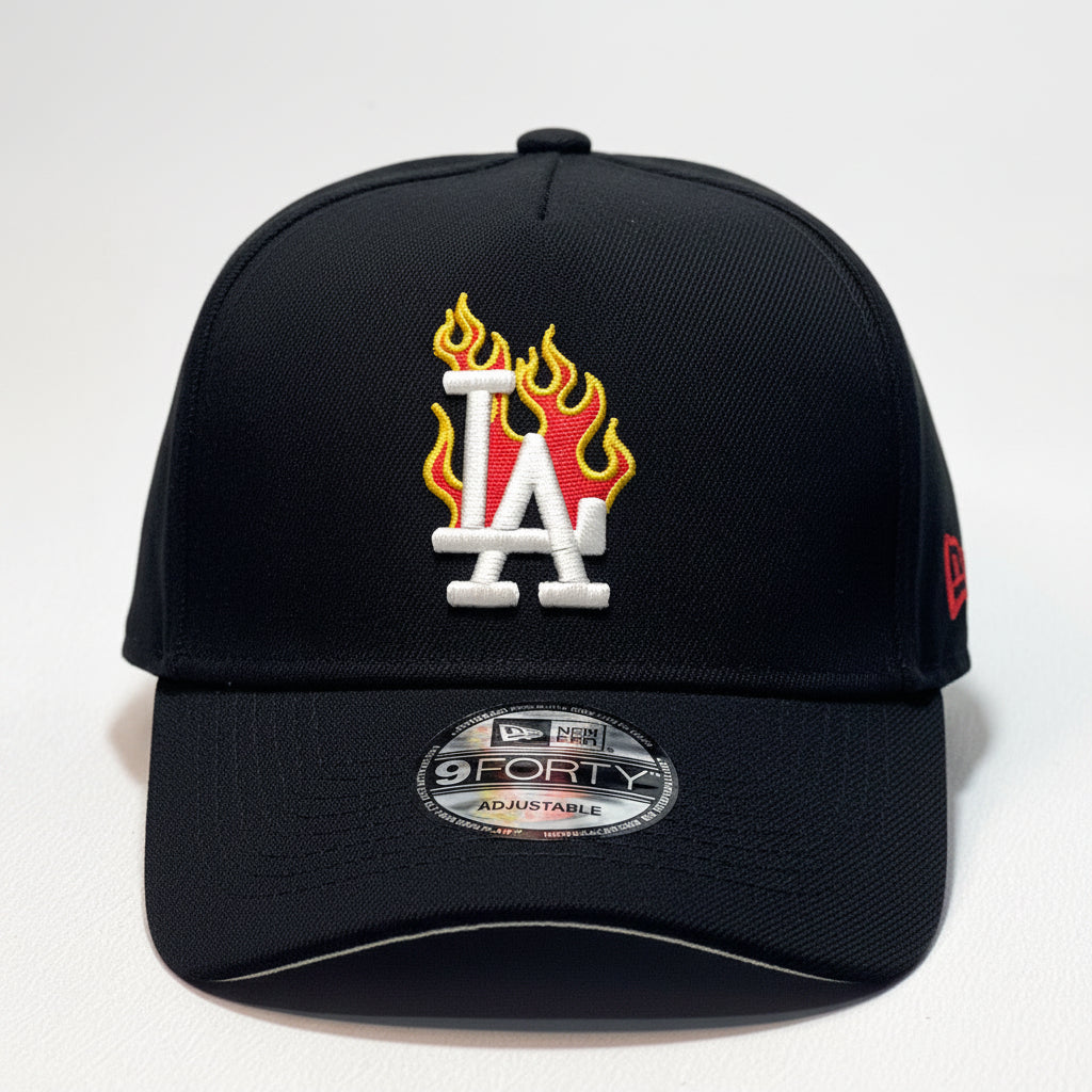 NEW ERA 9FORTY A-FRAME LA DODGERS RED FLAME WHITE BADGE BLACK