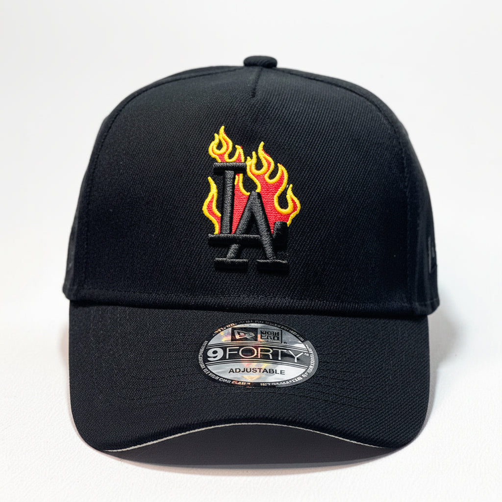 NEW ERA 9FORTY A-FRAME LA DODGERS RED FLAME BLACK/ BLACK
