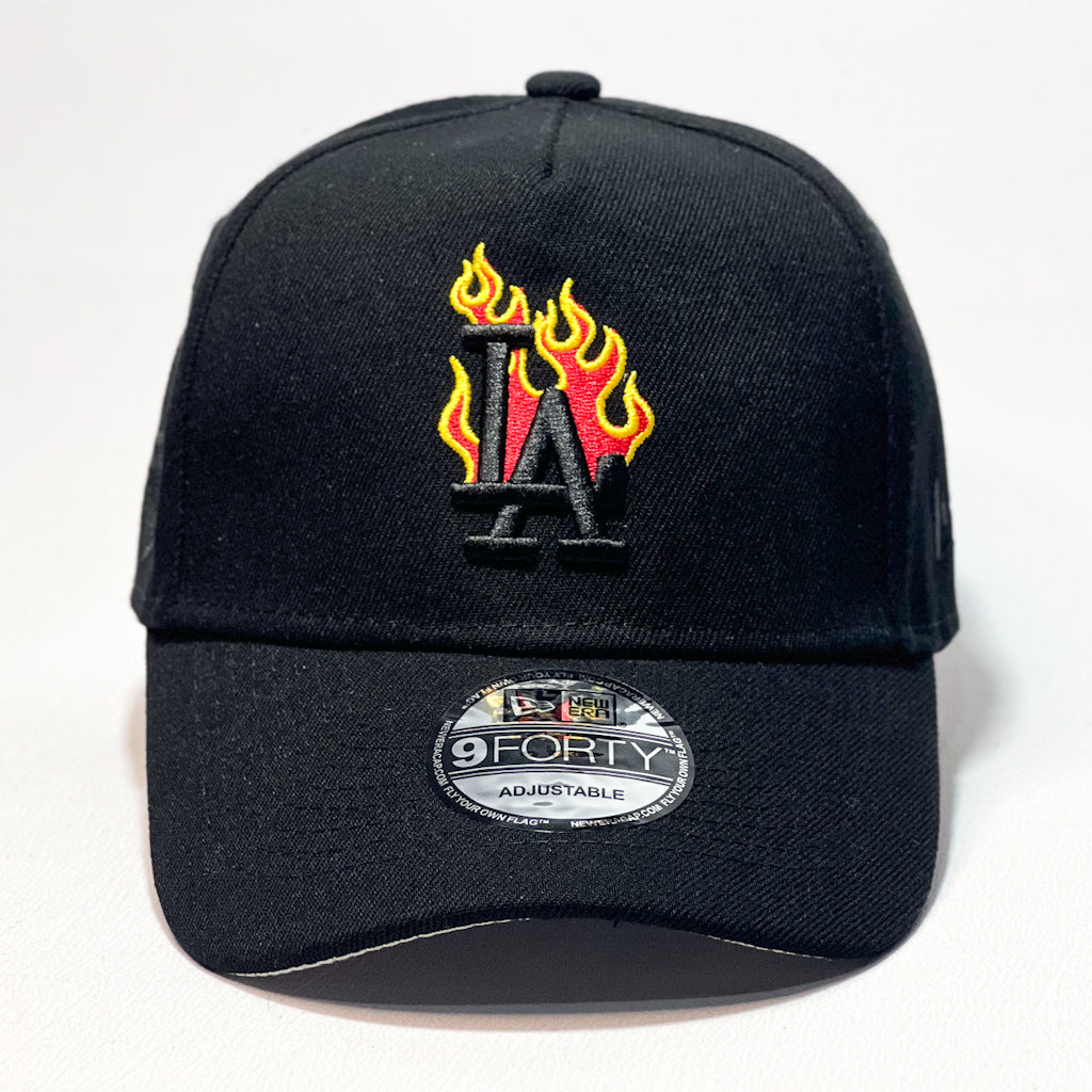 NEW ERA 9FORTY A-FRAME LA DODGERS RED FLAME BLACK/ BLACK