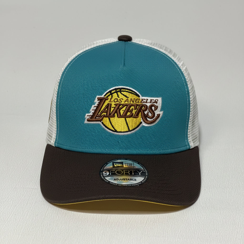 NEW ERA 9FORTY A-FRAME LAKERS YELLOW BADGE PINEGREEN - TRUCKER