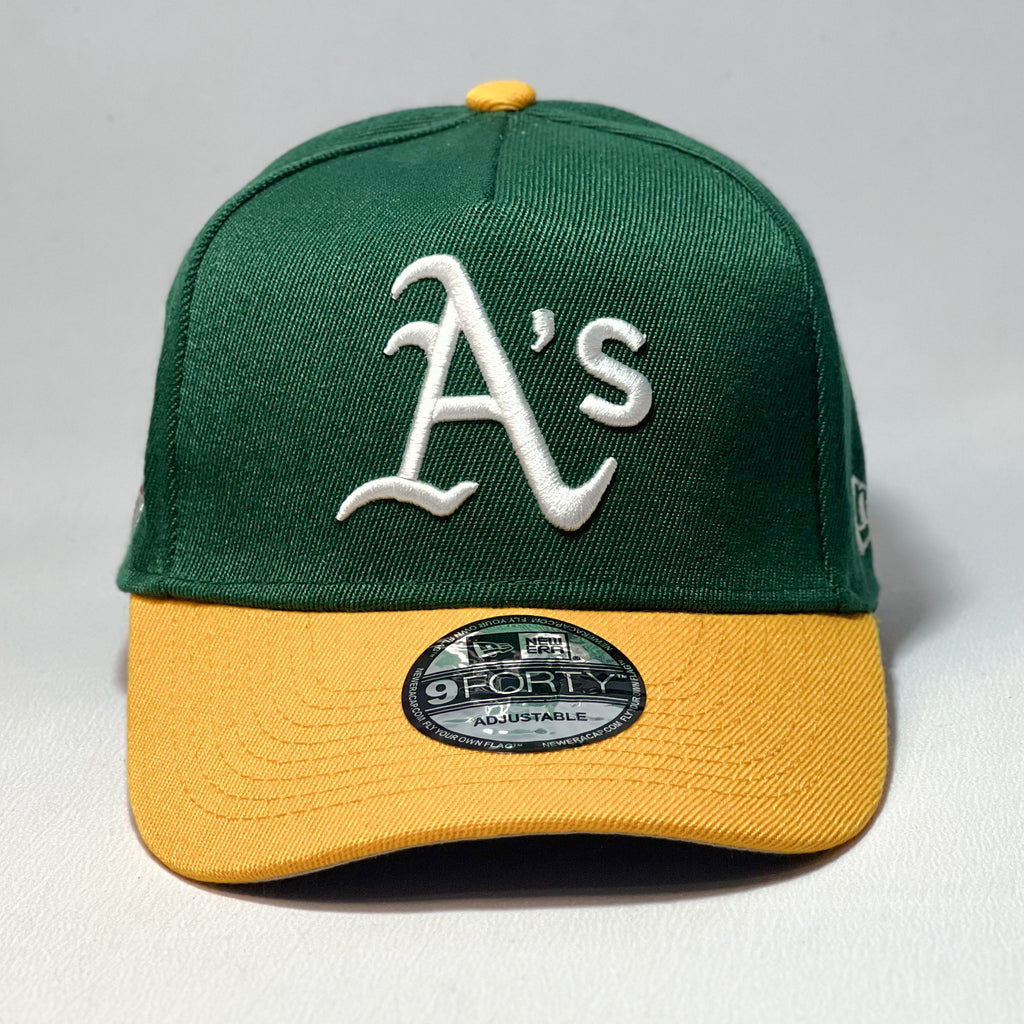 NEW ERA 9FORTY A-FRAME OAKLAND ATHLETICS WORLD SERIES GREEN TWO TONE